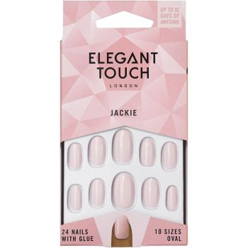 Elegant Touch Jackie Oval Shape False Nails With Glue, Pack of 24