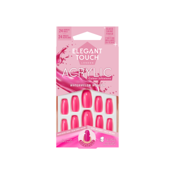 Elegant Touch Acrylic WATERMELON WONDER, Pack of 24 Nails & Glue