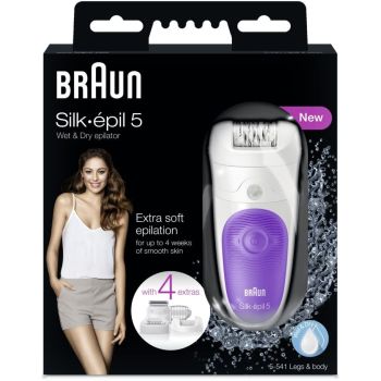 Braun Silk-epil 5 5-541 Wet & Dry Epilator With 4 Extras