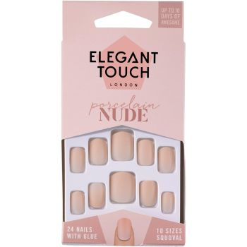 Elegant Touch Squoval Shape Nails Nude Porcelain